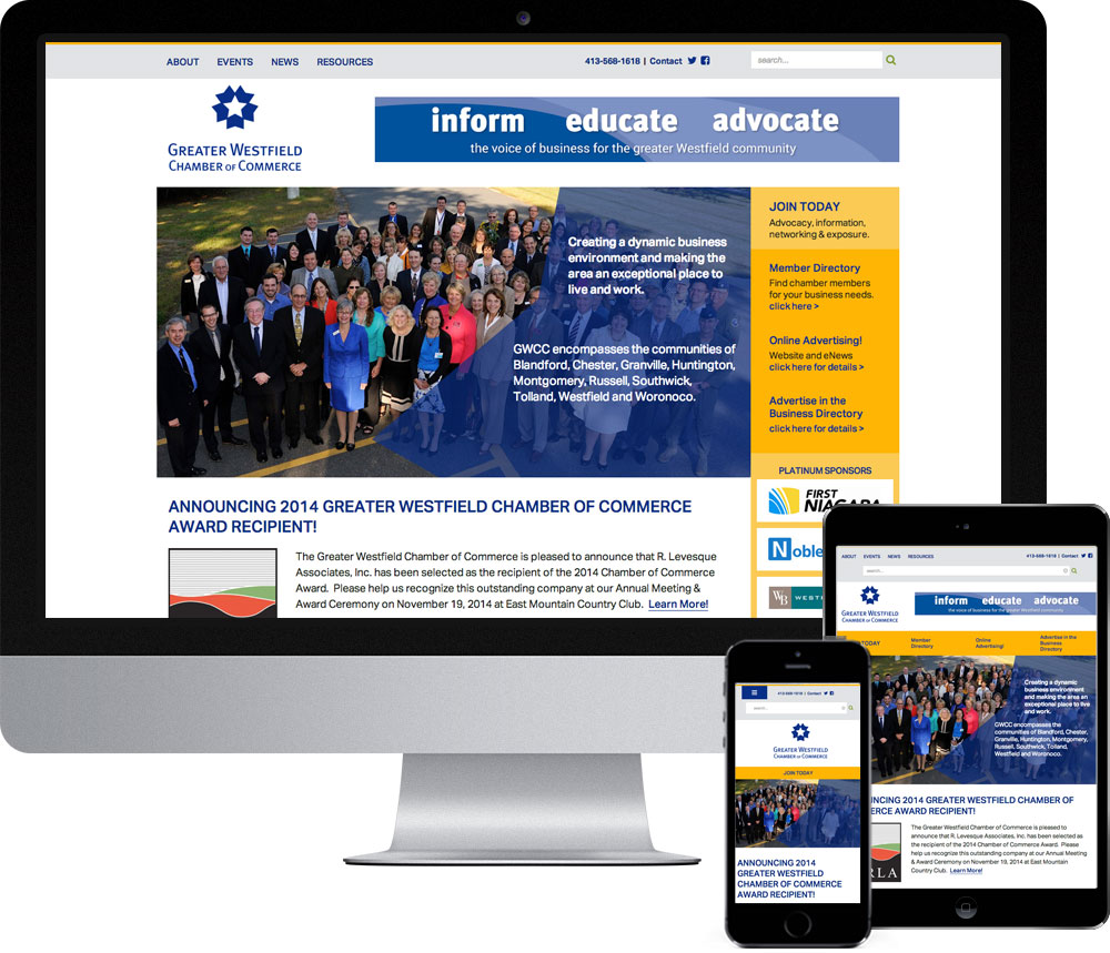 Website Design and Development for Greater Westfield Chamber of Commerce